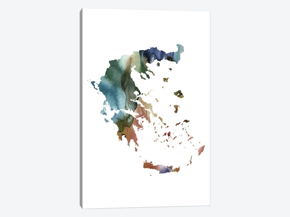 Brownish Greece Map by WallDecorAddict 1-piece Canvas Print