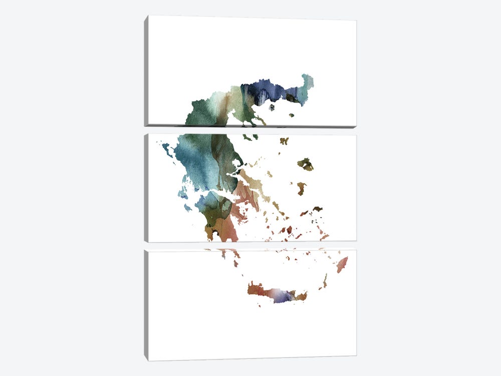 Brownish Greece Map by WallDecorAddict 3-piece Art Print