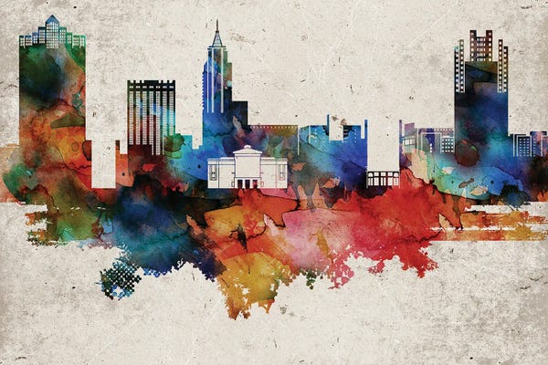 North Carolina: Raleigh Abstract Skyline by WallDecorAddict
