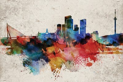 Rotterdam Abstract Skyline by WallDecorAddict art print