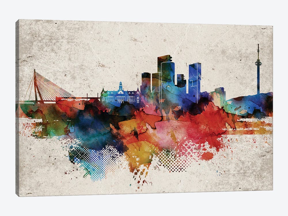 Rotterdam Abstract Skyline by WallDecorAddict 1-piece Art Print