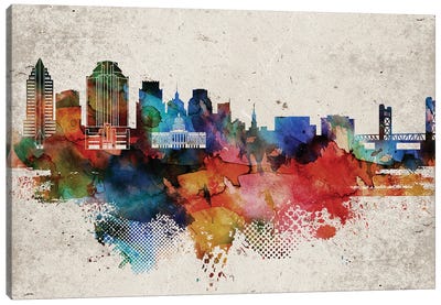 Sacramento Abstract Skyline Canvas Art Print - WallDecorAddict