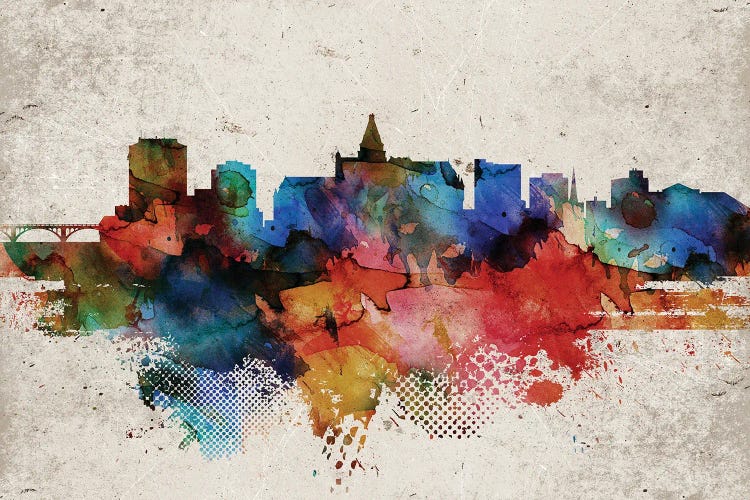 Saskatoon Abstract Skyline by WallDecorAddict wall art
