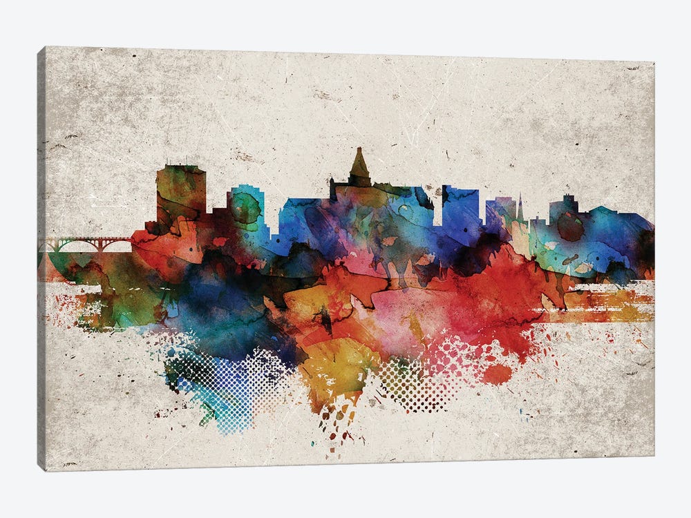 Saskatoon Abstract Skyline by WallDecorAddict 1-piece Art Print