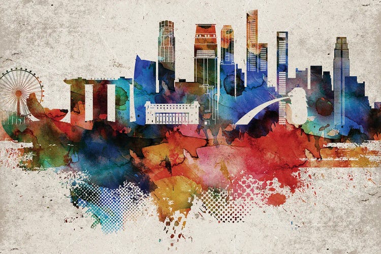 Singapore Abstract Skyline by WallDecorAddict wall art