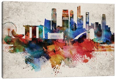 Singapore Abstract Skyline Canvas Art Print - WallDecorAddict