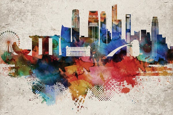 Singapore: Singapore Abstract Skyline by WallDecorAddict
