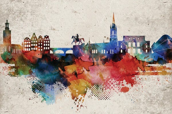Sweden: Stockholm Abstract Skyline by WallDecorAddict