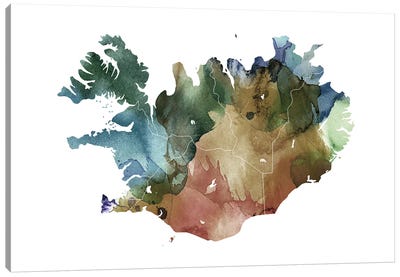 Brownish Iceland Map Canvas Art Print - WallDecorAddict