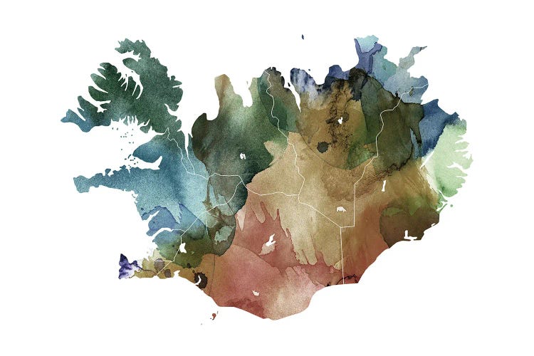 Brownish Iceland Map by WallDecorAddict canvas print