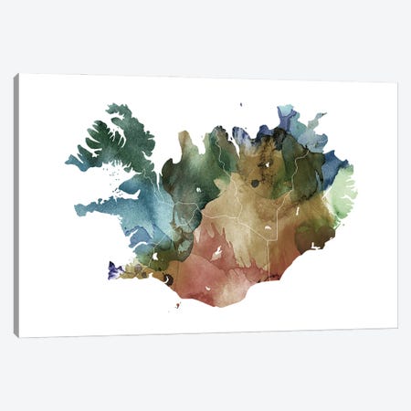 Brownish Iceland Map Canvas Print #WDA61} by WallDecorAddict Art Print