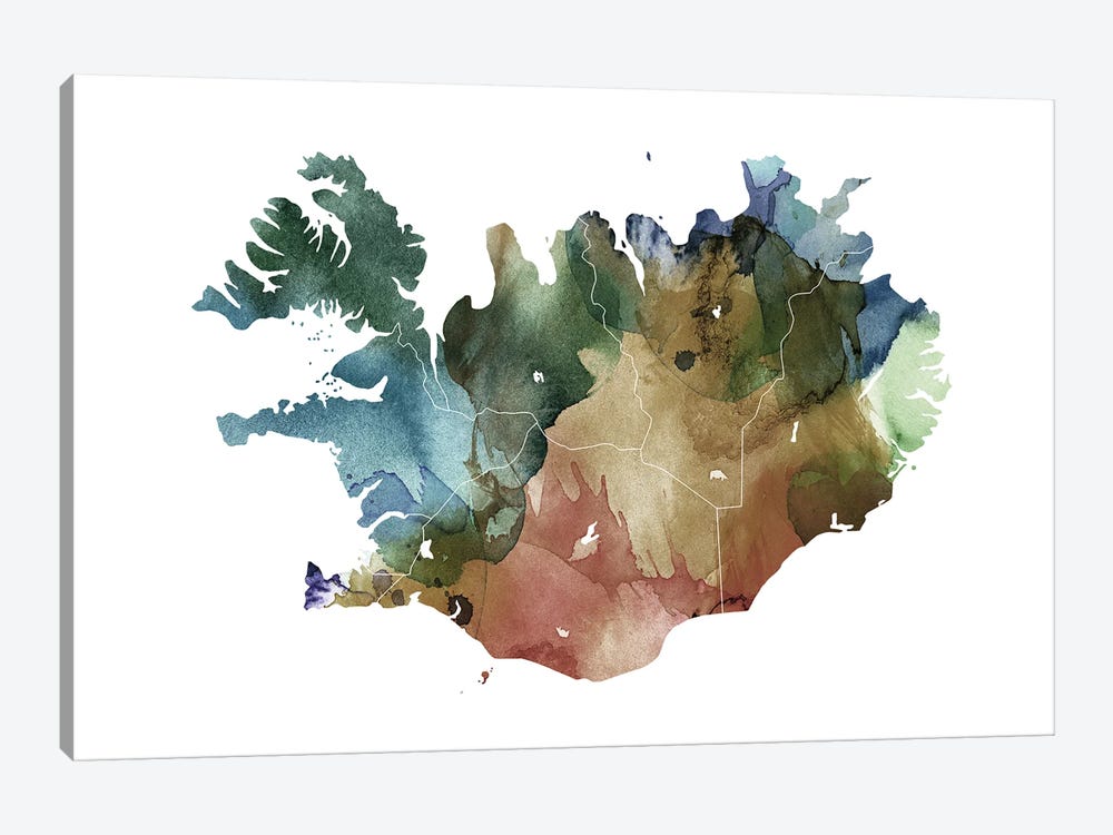 Brownish Iceland Map by WallDecorAddict 1-piece Canvas Art