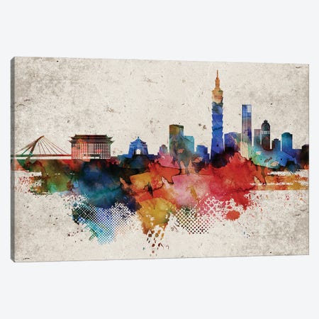 Taipei Abstract Skyline Canvas Print #WDA620} by WallDecorAddict Canvas Print