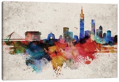 Taipei Abstract Skyline Canvas Art Print - WallDecorAddict
