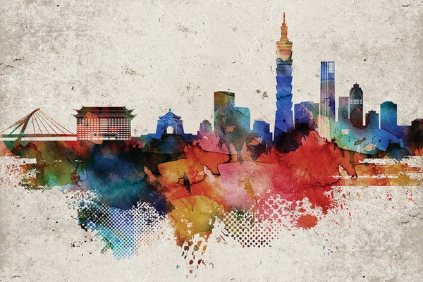 WallDecorAddict: Taipei Abstract Skyline by WallDecorAddict