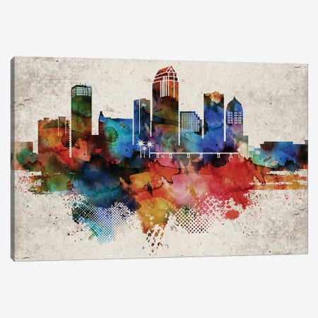 Tampa Abstract Skyline Canvas Print #WDA621} by WallDecorAddict Canvas Art Print