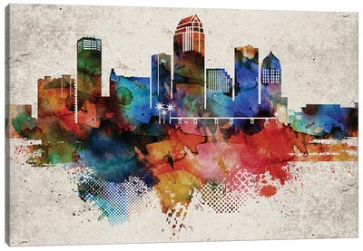 Tampa Abstract Skyline Canvas Art Print - Tampa Bay Art