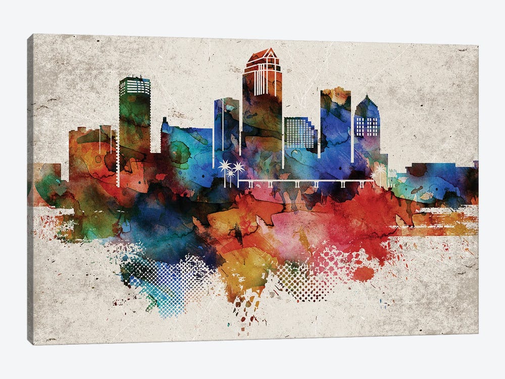 Tampa Abstract Skyline by WallDecorAddict 1-piece Canvas Art