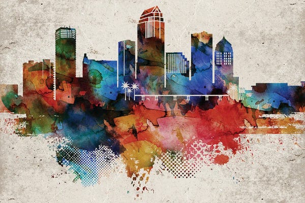 Tampa Bay: Tampa Abstract Skyline by WallDecorAddict