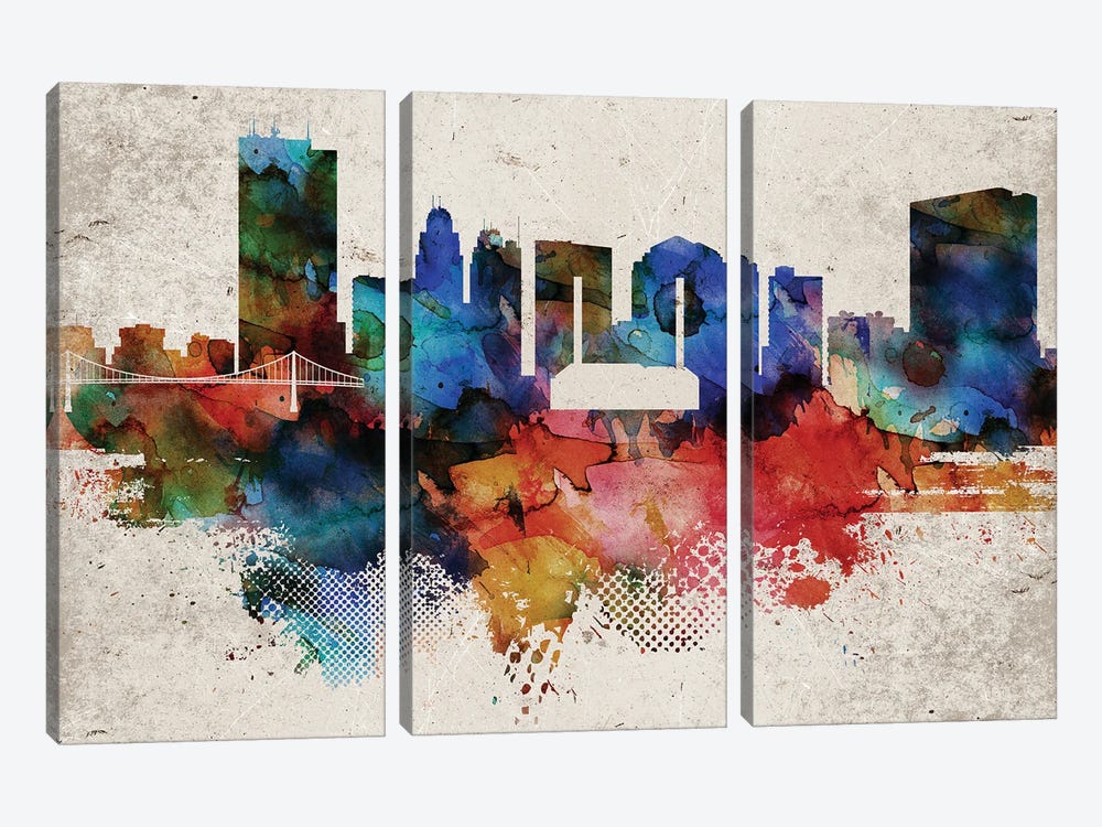 Toledo Abstract Skyline by WallDecorAddict 3-piece Art Print