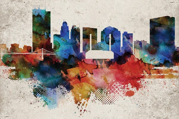 Ohio: Toledo Abstract Skyline by WallDecorAddict