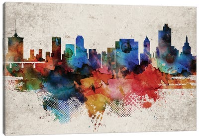 Tulsa Abstract Skyline Canvas Art Print - Oklahoma Art