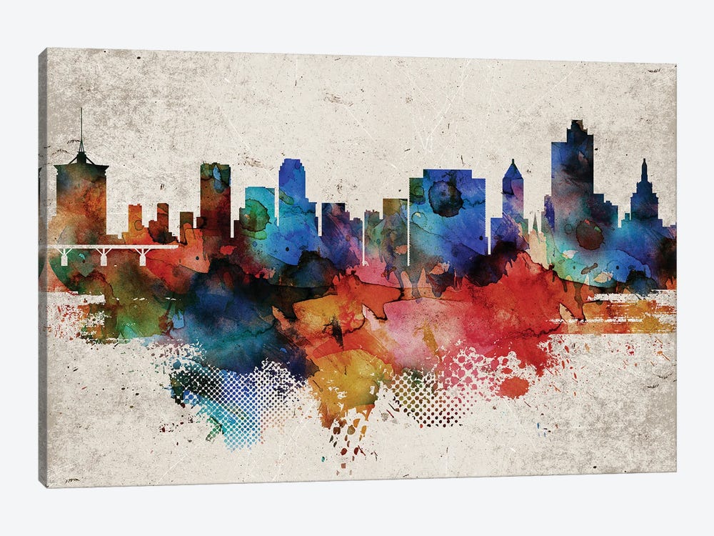 Tulsa Abstract Skyline by WallDecorAddict 1-piece Canvas Artwork