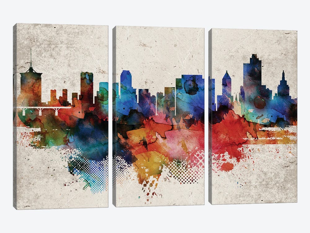 Tulsa Abstract Skyline by WallDecorAddict 3-piece Canvas Artwork