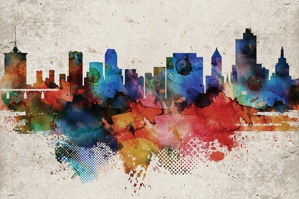 Oklahoma: Tulsa Abstract Skyline by WallDecorAddict