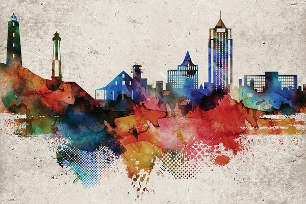 Virginia: Virginia Beach Abstract Skyline by WallDecorAddict