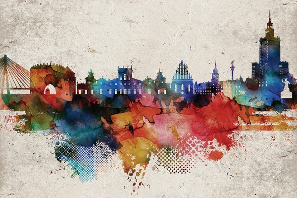 Warsaw: Warsaw Abstract Skyline by WallDecorAddict