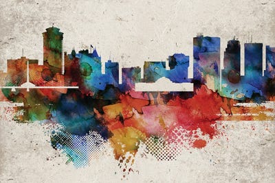 Winnipeg Abstract Skyline by WallDecorAddict framed canvas print