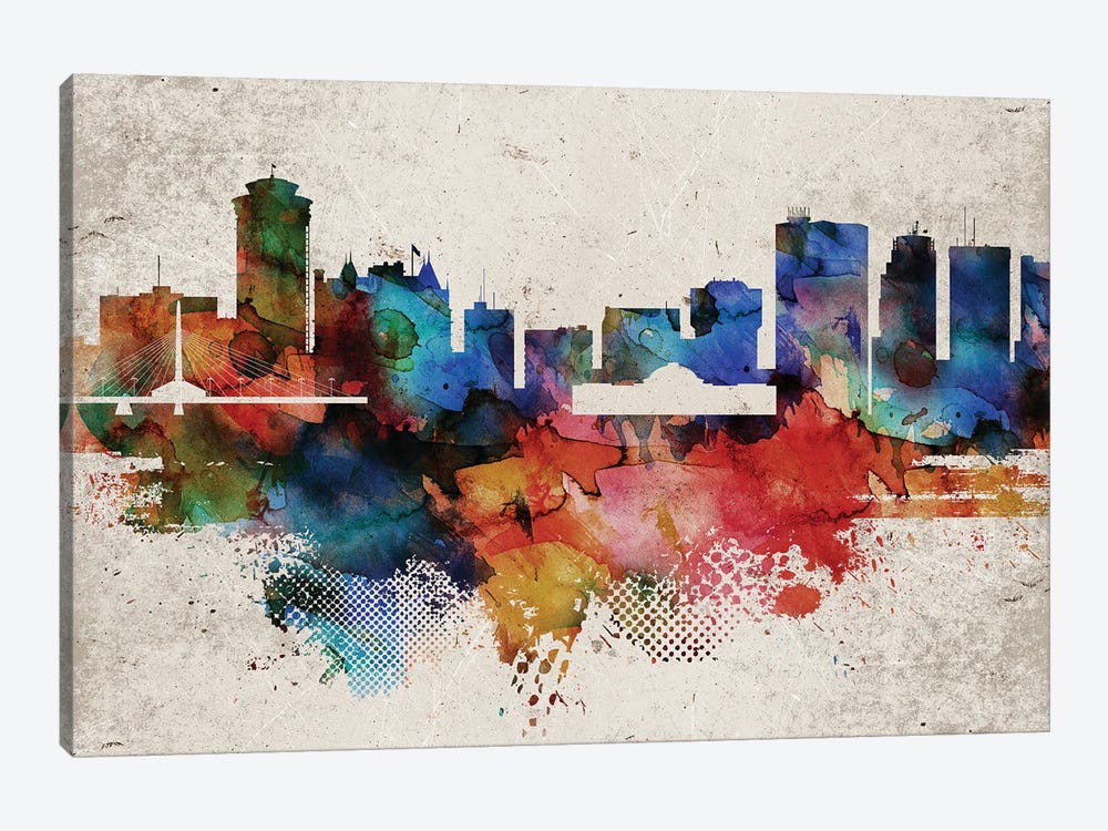 Winnipeg Abstract Skyline by WallDecorAddict 1-piece Canvas Artwork