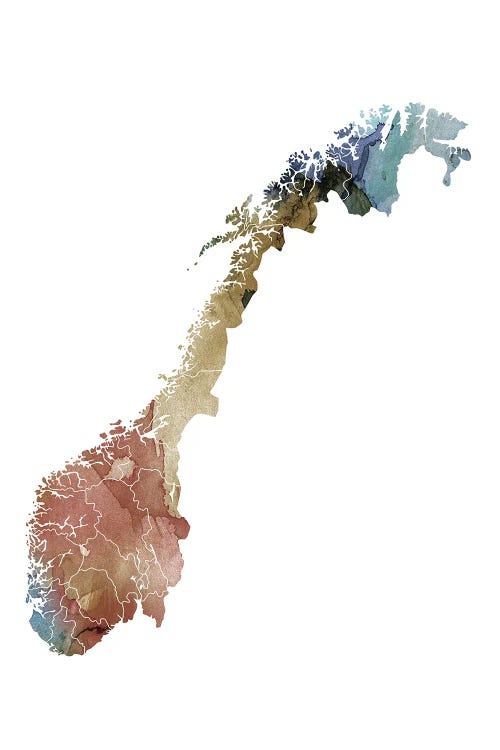 Brownish Norway Map by WallDecorAddict wall art