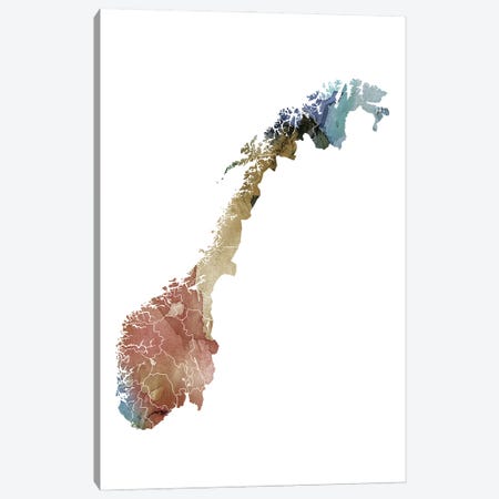 Brownish Norway Map Canvas Print #WDA62} by WallDecorAddict Canvas Print