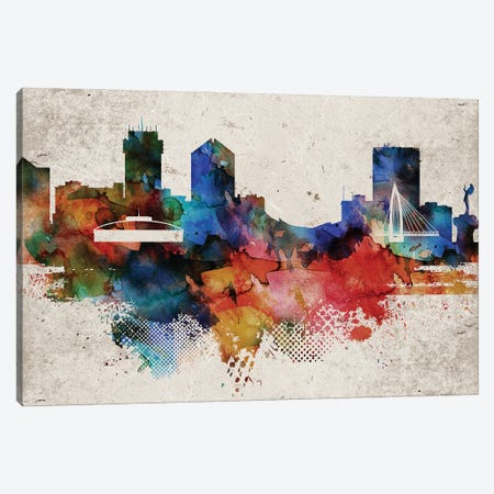 Wichita Abstract Skyline Canvas Print #WDA630} by WallDecorAddict Canvas Artwork