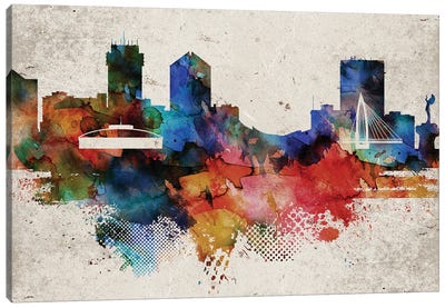 Wichita Abstract Skyline Canvas Art Print - Kansas Art