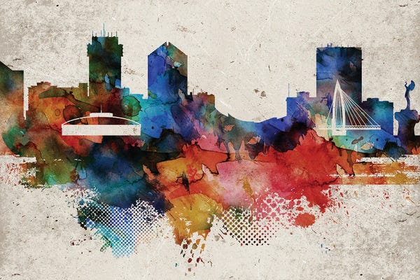 WallDecorAddict: Wichita Abstract Skyline by WallDecorAddict