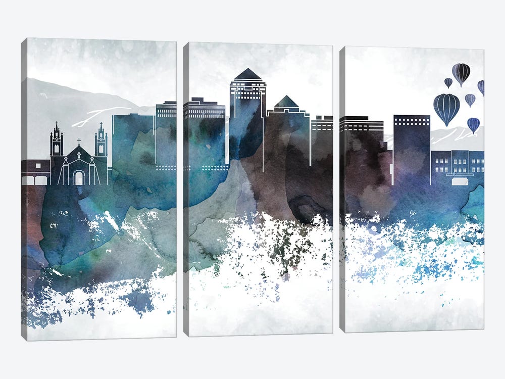 Albuquerque Bluish Skylines by WallDecorAddict 3-piece Canvas Artwork