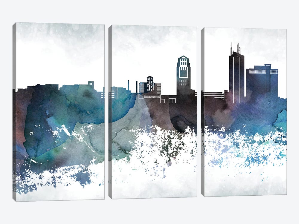 Ann Arbor Bluish Skylines by WallDecorAddict 3-piece Canvas Wall Art
