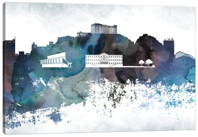 Athens Bluish Skylines Canvas Art Print - Athens Art