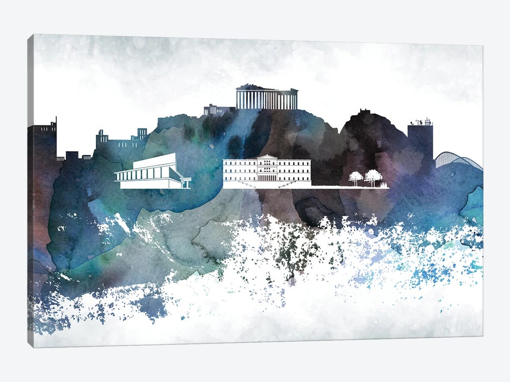 Athens Bluish Skylines by WallDecorAddict 1-piece Canvas Print