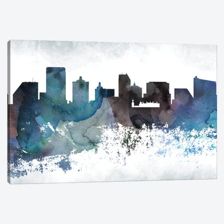 Atlantic City Bluish Skylines Canvas Print #WDA636} by WallDecorAddict Canvas Art Print