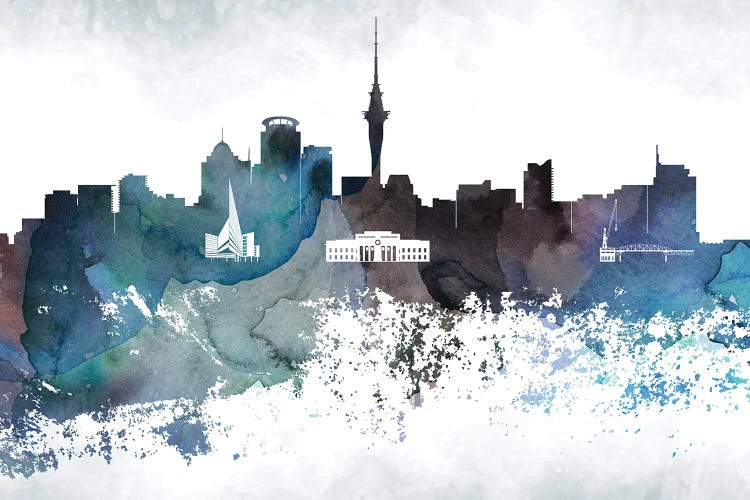 Auckland Bluish Skyline by WallDecorAddict wall art
