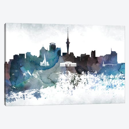Auckland Bluish Skyline Canvas Print #WDA637} by WallDecorAddict Canvas Print