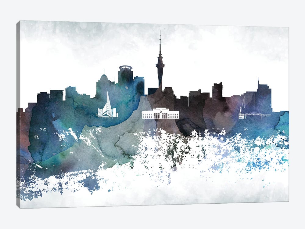 Auckland Bluish Skyline by WallDecorAddict 1-piece Canvas Art Print