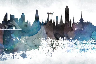 Bangkok Bluish Skyline by WallDecorAddict acrylic art print