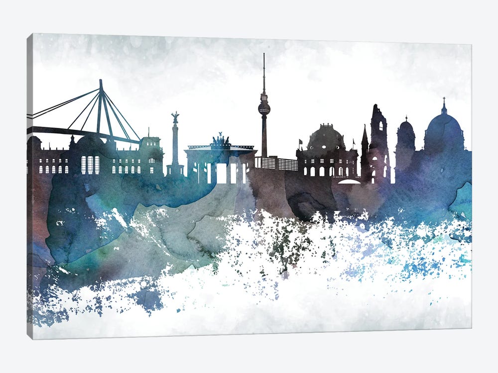 Berlin Bluish Skyline by WallDecorAddict 1-piece Canvas Art Print