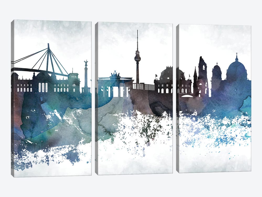 Berlin Bluish Skyline by WallDecorAddict 3-piece Art Print
