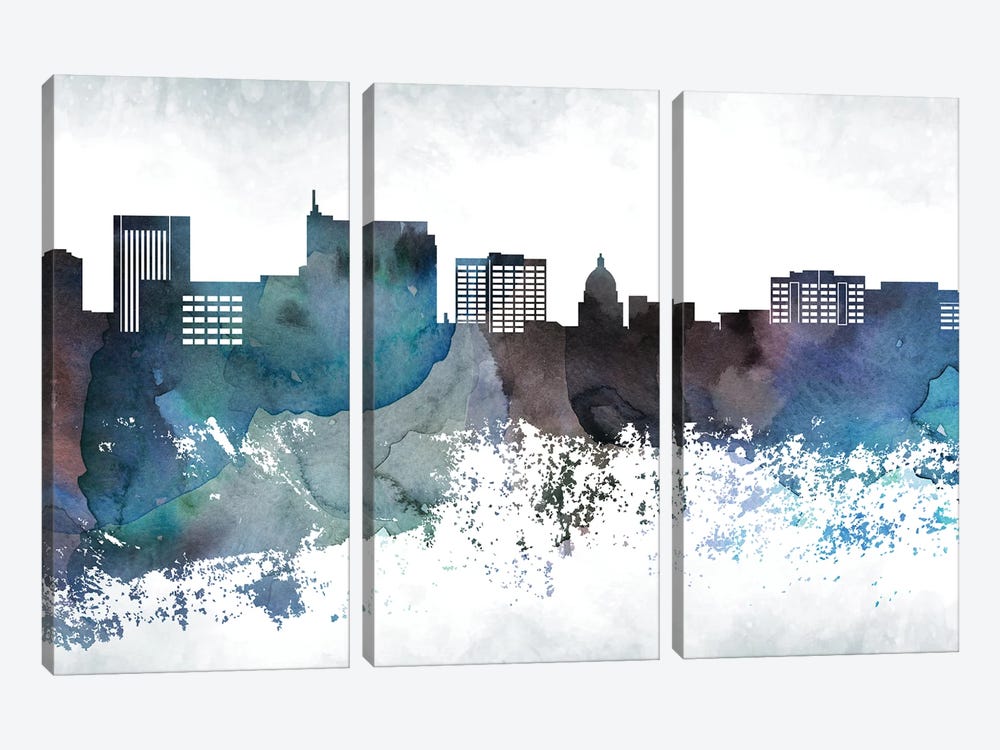 Boise Bluish Skyline by WallDecorAddict 3-piece Canvas Art